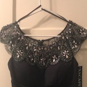 Xscape jewel embellished dark navy gown